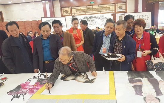 中国书画名家侯荣亚作品推介会暨荷花艺术家协会筹备会 暨雄安企业家交流会在任丘市启动 图4