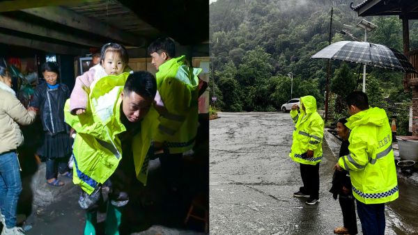 图为乡镇消防专职人员动员群众转移危险区.jpg